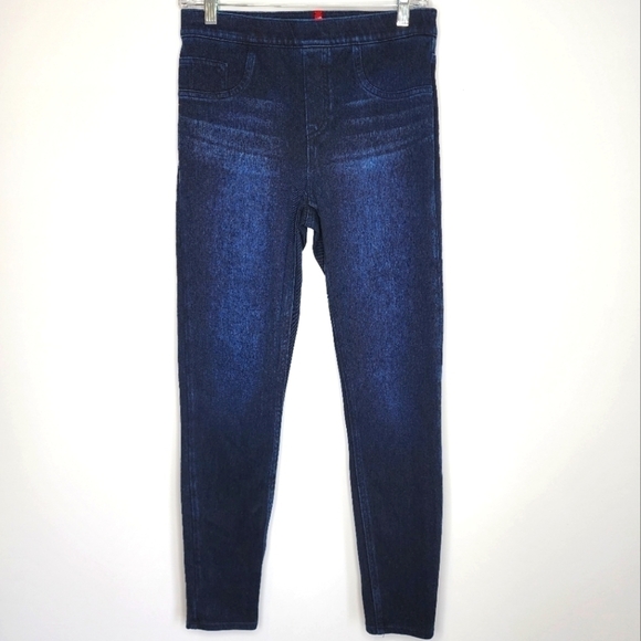 SPANX Pull On Jegging Jeans Dark Wash High Rise Medium - Picture 1 of 11